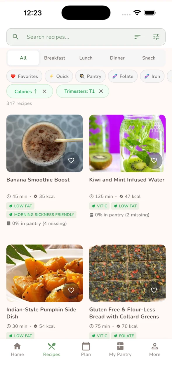 Mombite app screen
